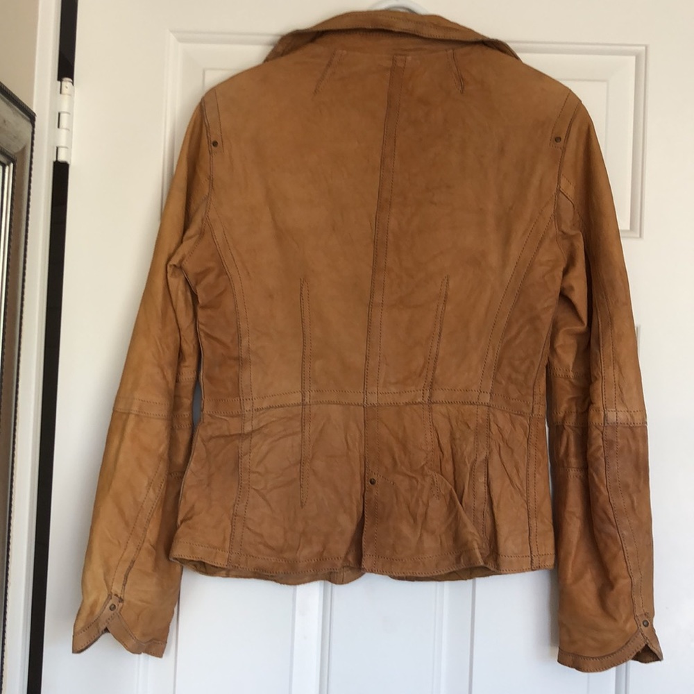 Mango Genuine Leather Rustic Jacket - image 2